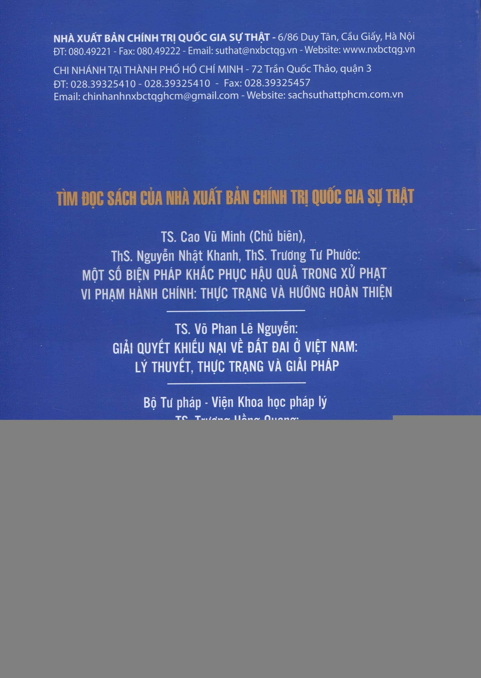 Tố cáo nặc danh, tố cáo mạo danh trong pháp luật hành chính Việt Nam (sách chuyên khảo)