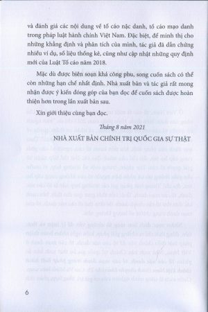 Tố cáo nặc danh, tố cáo mạo danh trong pháp luật hành chính Việt Nam (sách chuyên khảo)