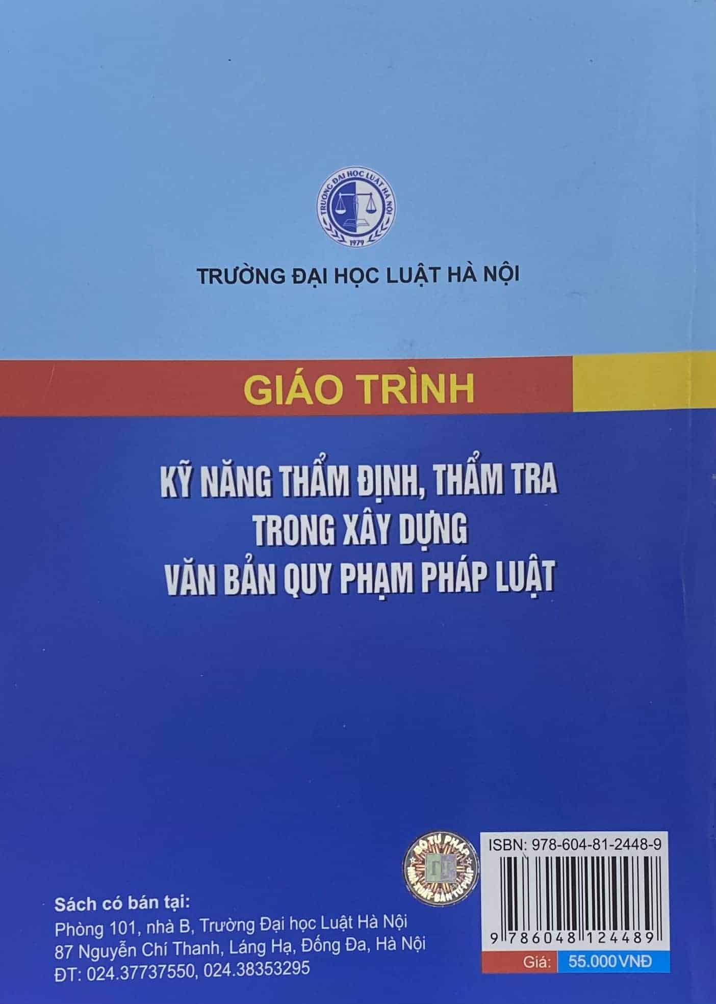 Giáo trình Kỹ năng thẩm định, thẩm tra trong xây dựng văn bản quy phạm pháp luật (HN)