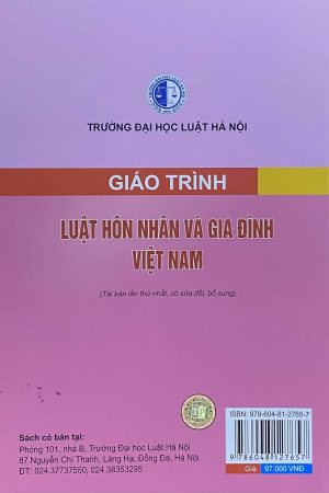 Giáo trình Luật hôn nhân và gia đình Việt Nam (Tái bản lần thứ nhất, có sửa đổi, bổ sung)