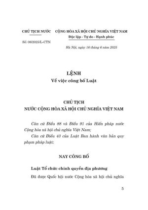 Luật tổ chức chính quyền địa phương năm 2025